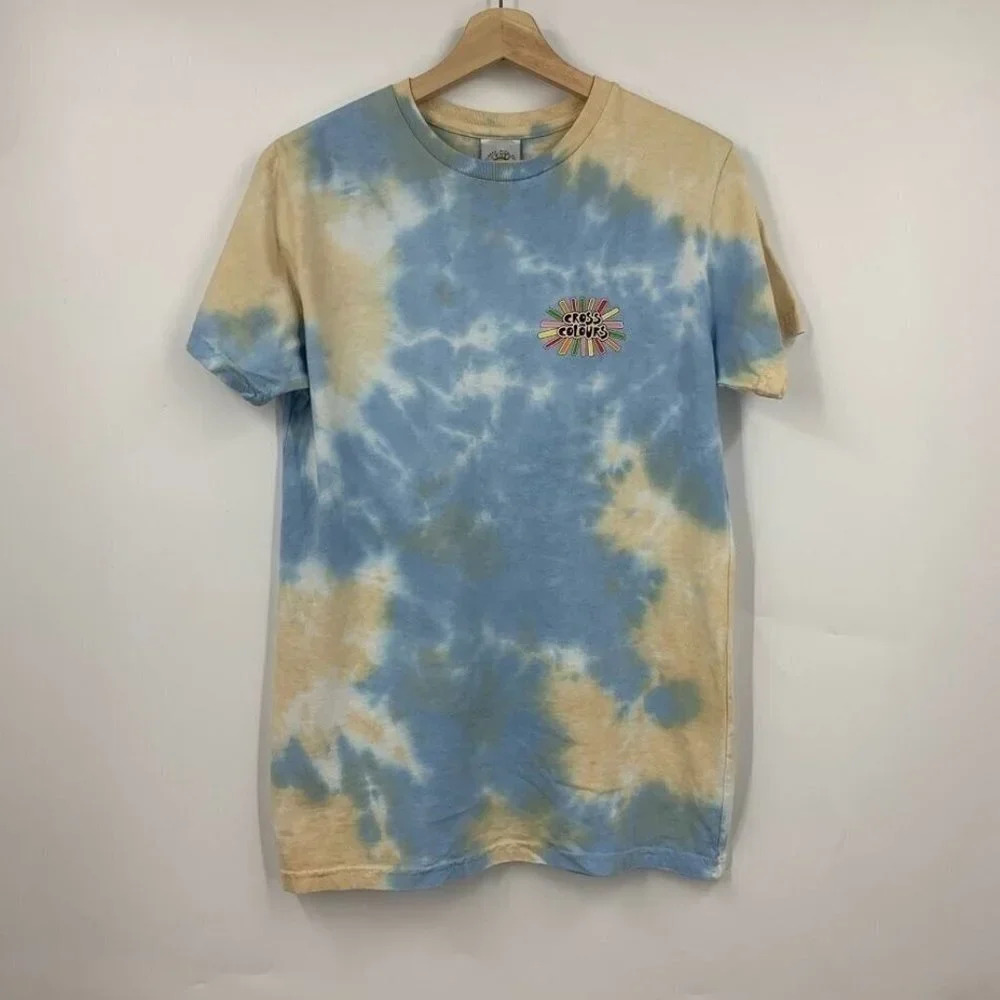 Cross Colours Women's Sunshine Logo Tie Dye Tee In Tie‎ dye Cloud Size S NWT